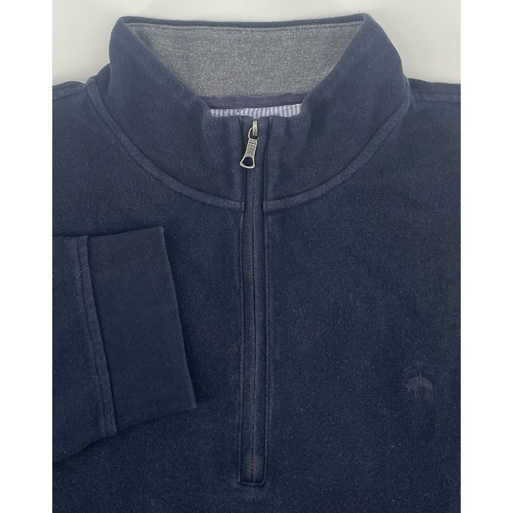 Brooks Brothers Pullover Men XXL Navy Blue 1/4 Zip Golden Fleece Logo Preppy